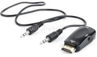 Gembird VGA Jack stereo 3, 5mm -> HDMI VGA M/F adapter fekete (A-VGA-HDMI-02) (A-VGA-HDMI-02)