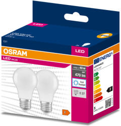 OSRAM E27 LED Value Classic 4, 9W, 470 lm, 6500 K, 40 W izzó helyett (2 darabos) (4058075478930)