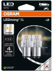 OSRAM LEDriving SL P21/5W sárga LED izzó, BAY15d foglalat, ≙ P21/5W, 7528DYP-2BL, 2db/bliszter (7528DYP-2BL)