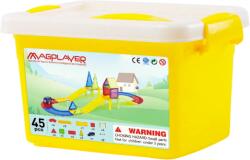 Magplayer Set de constructie magnetic 3d - circuit masinute (45 piese) (MPL-45) - ookee Jucarii de constructii magnetice