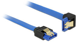 Delock SATA-kábel, 6 Gb/s, hüvely, egyenes SATA hüvely, lefelé ívelt, 30 cm, kék aranyszínu kapcso