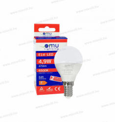 OMU Lighting LED izzó E14 G45 4, 9W 470lm 6500K hideg fehér garancia 2 év LBE14G454.94706500 (LBE14G454.94706500)