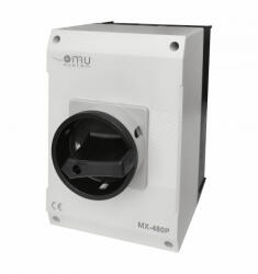 OMU system MX-480P 4 pólusú 80A tokozott ipari ki-be kapcsoló 4x80A IP65 forgócsapos lakatolható (MX-480P)