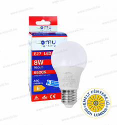 OMU Lighting LB LED izzó E27 A60 8W 960lm 6500K hideg fehér emelt fényerejű 3 évgarancia (LBE27A608.09606500)