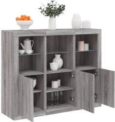 vidaXL 3 db szürke sonoma színű szerelt fa tálalószekrény LED-ekkel (3209105)