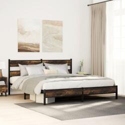 vidaXL füstös tölgy színű fém ágykeret matrac nélkül 183 x 213 cm (3308483)