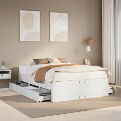 vidaXL fehér tömör fenyőfa fiókos ágykeret matrac nélkül 160 x 200 cm (3308799) - vidaxl