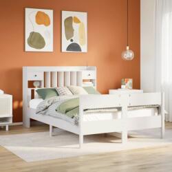 vidaXL fehér tömör fenyőfa könyvespolcos ágy matrac nélkül 140x190 cm (3323039)