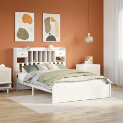 vidaXL fehér tömör fenyőfa könyvespolcos ágy matrac nélkül 150x200 cm (3322422)