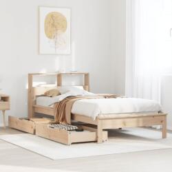 vidaXL tömör fenyőfa könyvespolcos ágy matrac nélkül 75 x 190 cm (3309833)