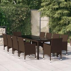 vidaXL 11 részes barna polyrattan kültéri étkezőgarnitúra (3058575)