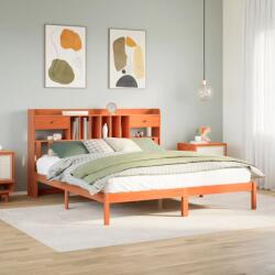 vidaXL barna tömör fenyőfa könyvespolcos ágy matrac nélkül 180 x 200cm (3321647)