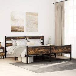 vidaXL füstös tölgy színű fém ágykeret matrac nélkül 193 x 203 cm (3308493)