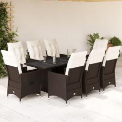 vidaXL 9 részes barna polyrattan kerti étkezőgarnitúra párnákkal (3276778) - vidaxl