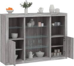vidaXL 3 db szürke sonoma színű szerelt fa tálalószekrény LED-ekkel (3209133)