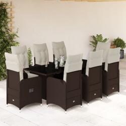 vidaXL 9 részes barna polyrattan kerti bisztrógarnitúra párnákkal (3277073) - vidaxl