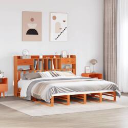 vidaXL barna tömör fenyőfa könyvespolcos ágy matrac nélkül 180 x 200cm (3323970) - vidaxl