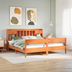 vidaXL barna tömör fenyőfa könyvespolcos ágy matrac nélkül 180 x 200cm (3323019) - vidaxl