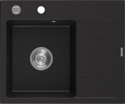 Mexen Ben, 1 kamrás gránit mosogató 600x500x190 mm, bal + króm szifon, fekete, 6522605000-77 (6522605000-77)