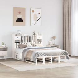 vidaXL fehér tömör fenyőfa könyvespolcos ágy matrac nélkül 160x200 cm (3323966)