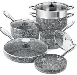 Michelangelo Set oale Michelangelo Grey, antiaderente, cu inductie, 10 piese