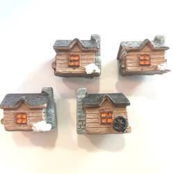Tündérkert - ház 2, 3x2, 2x2, 2cm barna, havas tető, 4db (DD59711)