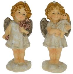  Dekoráció angyal babával, rózsával, felhőn álló, poly 6, 2x5, 2x14cm krém 2 féle 1db, figura nem választható (A301620-5-CD)