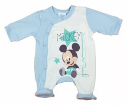 Disney bébi Mickey elöl patentos hosszú ujjú vékony pamut rugdalózó - Kék/fehér (56)