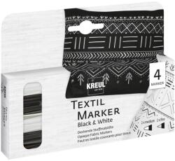  Markere pentru textile Opak Black&White Kreul, 4 buc/set