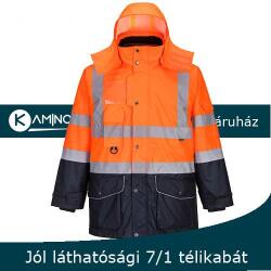 Portwest S426 jól láthatósági 7 az 1-ben télikabát (S426ONRXL)
