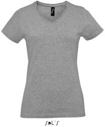 SOL'S Női MPERIAL V-nyakú rövid ujjú póló, SOL'S SO02941, Grey Melange-S (so02941gm-s)