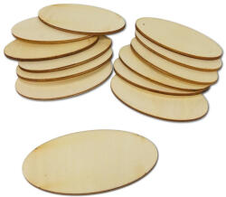  Natúr fa ovál tábla 4x8cm 12db/csomag - feliratként és tábladíszként