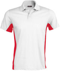 Kariban Férfi kétszínű rövid ujjú galléros piké póló, Kariban KA232, White/Red-S (ka232wh-re-s)
