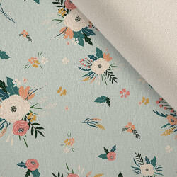 Takoy Ruházati stretch bársony virágok menta alapon
