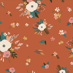 Takoy Bársony / velvet szövet Doris virágok fahéj alapon