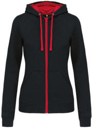 Kariban KA467 LADIES’ CONTRAST HOODED FULL ZIP SWEATSHIRT (ka467bl/re-xs) - ajandektargykozpont