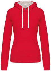 Kariban KA465 LADIES’ CONTRAST HOODED SWEATSHIRT (ka465re/wh-l) - ajandektargykozpont