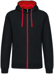 Kariban KA466 MEN'S CONTRAST HOODED FULL ZIP SWEATSHIRT (ka466bl/re-2xl)