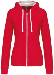 Kariban KA467 LADIES’ CONTRAST HOODED FULL ZIP SWEATSHIRT (ka467re/wh-xs)