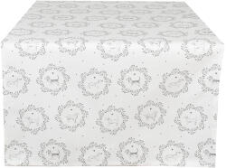 Clayre & Eef Traversa masa bumbac alb gri Catelusi 50x140 cm (LGD64) Fata de masa
