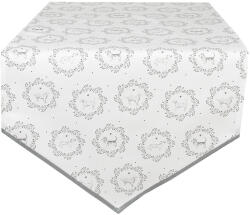 Clayre & Eef Traversa masa bumbac alb gri Catelusi 50x160 cm (LGD65) Fata de masa