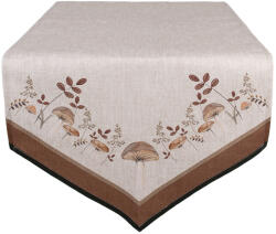 Clayre & Eef Traversa masa bumbac bej maro Ciupercute 50x160 cm (LFJ65) Fata de masa