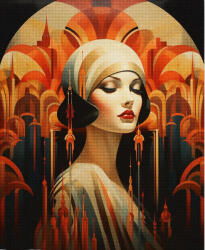 Figured Art Set goblen cu diamante, cu sasiu, Portret de femeie - Art Deco, 40x50 cm (DP-FA10220-Y)