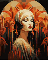 Figured Art Set pictura pe numere, cu sasiu, Portret de femeie - Art Deco, 40x50 cm (FA10220-Y)