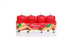 Bartek Candles Gyertya adventi piros narancs-fahéj illatú 4 db, 4 cm x 7 cm