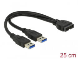 Delock USB 3.0 Pin Header --> 2x USB 3.0 Type-A male kábel 25cm (83910)