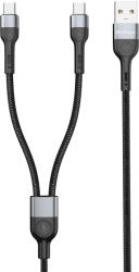 DeTech Кабел за данни DeTech DE-52UCC, 2 in 1, USB - 2хType-C, 1.0m, Black - 40517 (DE-40517)