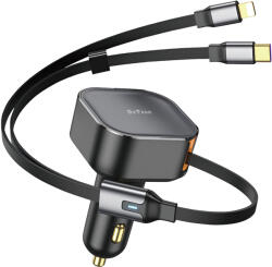 DeTech Зарядно за кола DeTech DE-C53, Type-C, Lightning Cable, 30W, Black - 40519 (DE-40519)