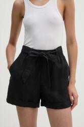 Ralph Lauren pantaloni scurti din in culoarea negru, neted, high waist, 211806907 9BYH-SZD00M_99X (211806907)