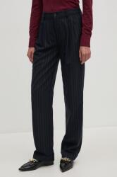 Lauren Ralph Lauren pantaloni de lana culoarea albastru marin, drept, high waist, 200940233 9BYH-SPD05I_59X